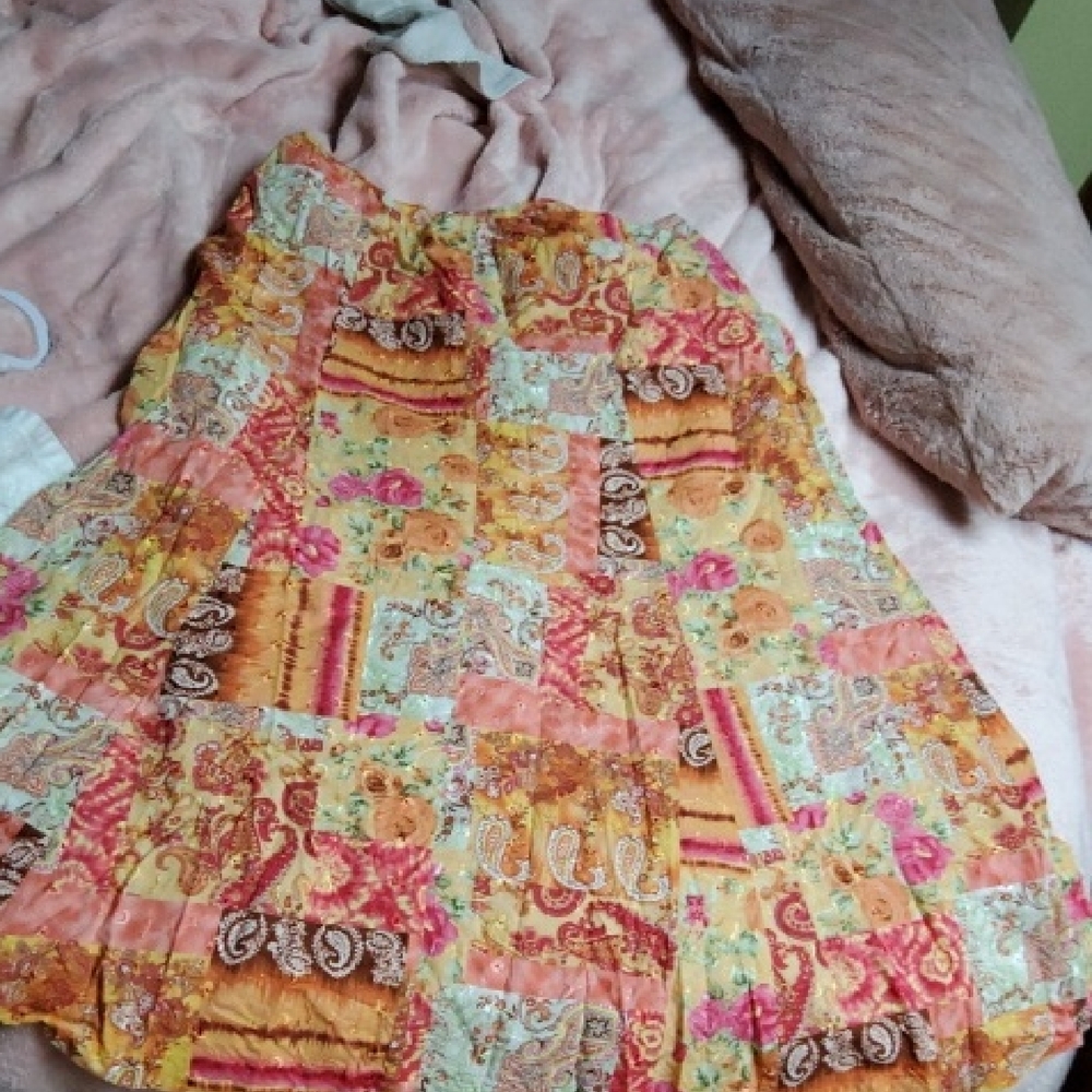 Colorful Patchwork Print Skirt